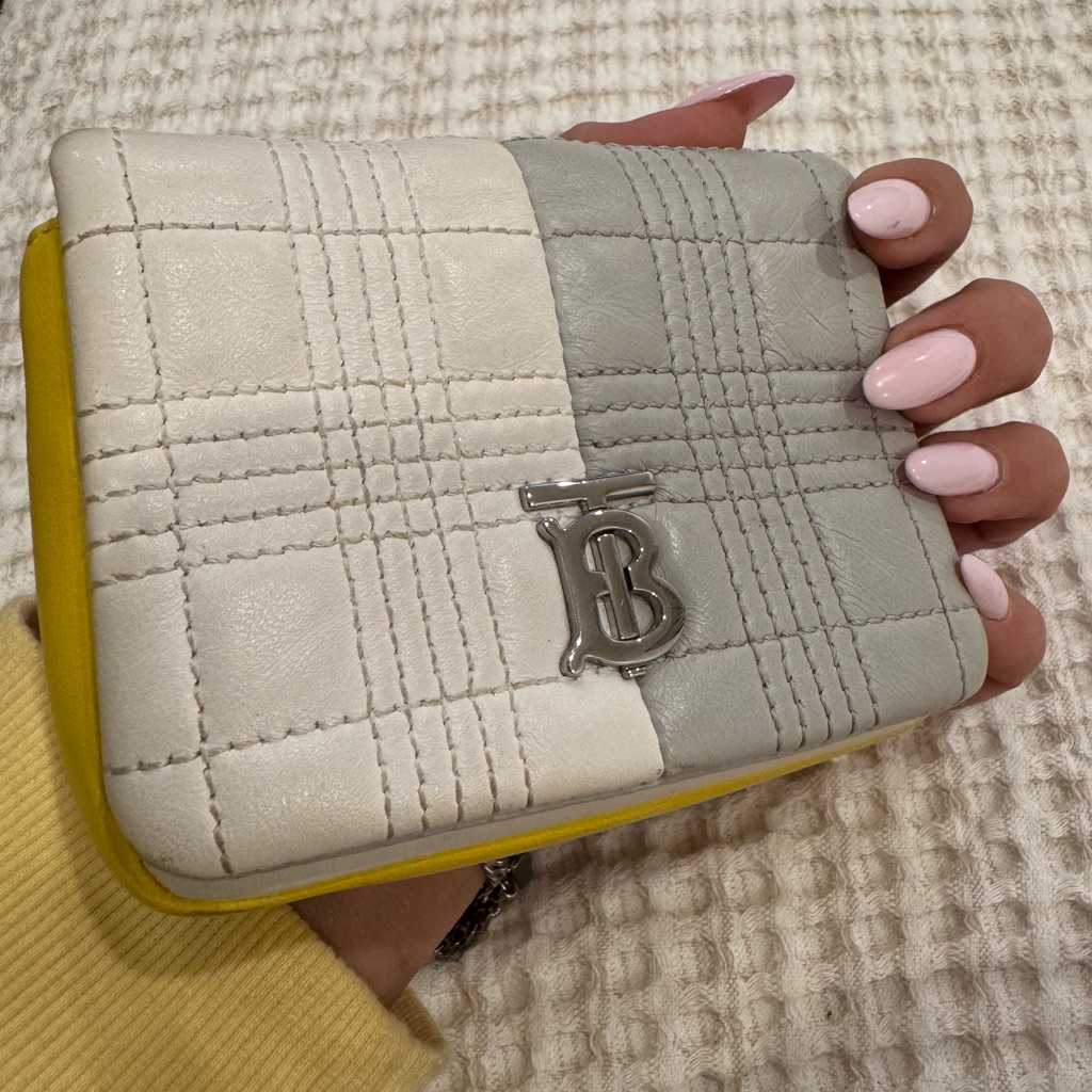 Burberry White And Gray Leather Wallet
